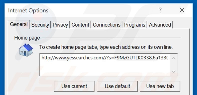 Suppression de la page d'accueil de yessearches.com dans Internet Explorer 