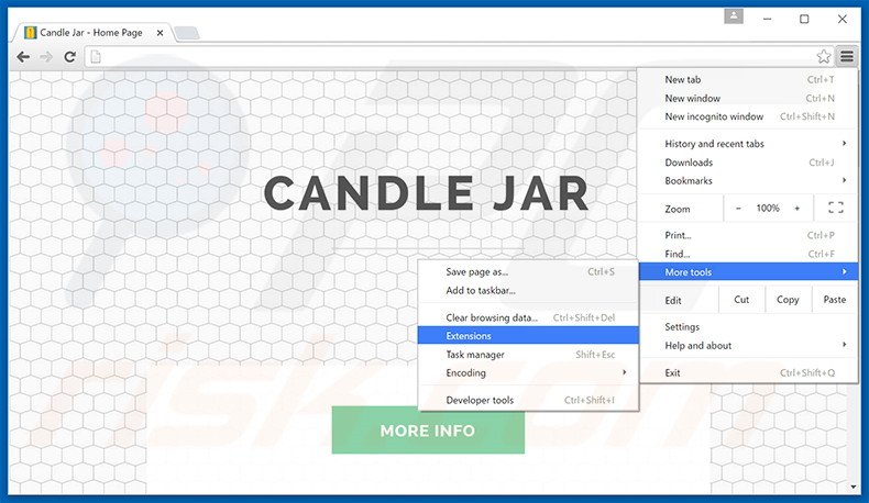 Suppression des publicités Candle Jar dans Google Chrome étape 1