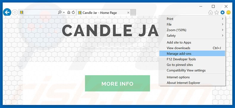 Suppression des publicités Candle Jar dans Internet Explorer étape 1