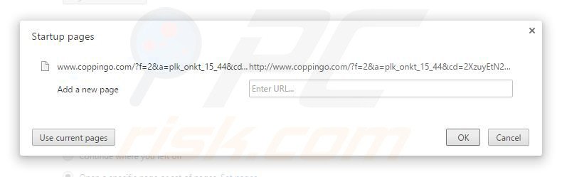 Suppression de la page d'accueil de coppingo.com dans Google Chrome