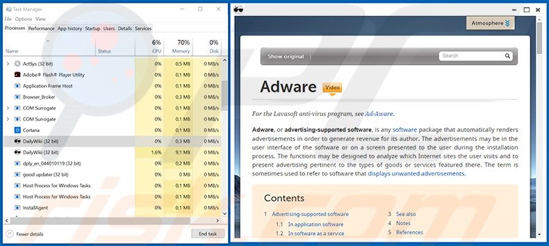 Application de type logiciel de publicité décevante DailyWiki