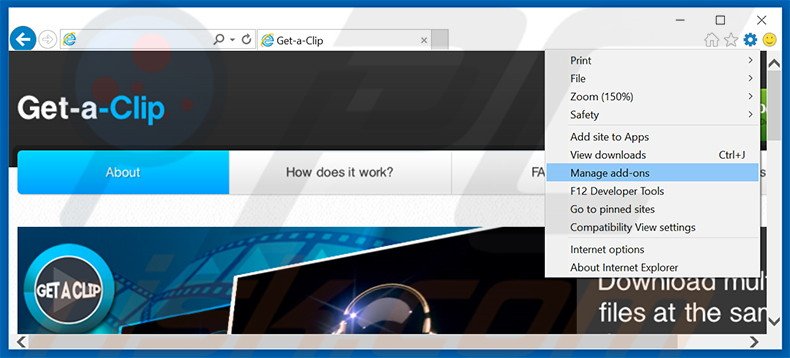 Suppression des publicités Get-a-Clip dans Internet Explorer étape 1