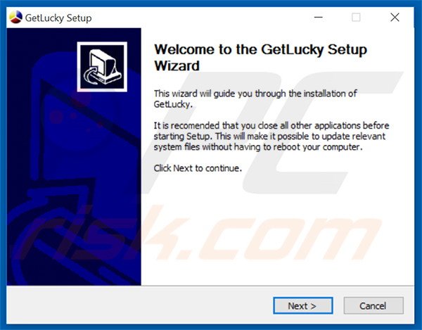 Configuration de l'installation du logiciel de publicité GetLucky