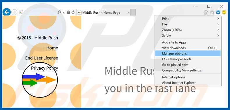 Suppression des publicités Middle Rush dans Internet Explorer étape 1