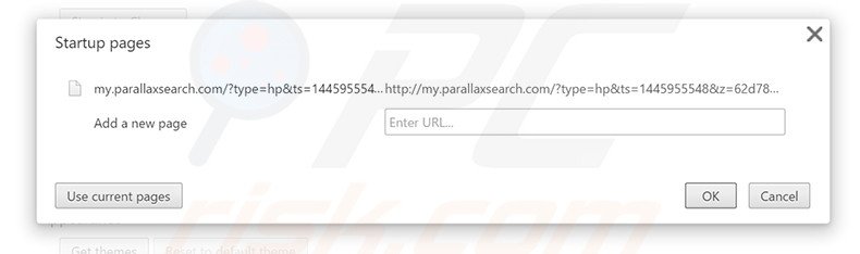 Suppression de la page d'accueil de my.parallaxsearch.com dans Google Chrome 
