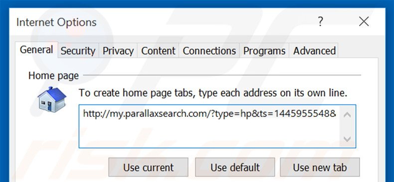 Suppression de la page d'accueil de my.parallaxsearch.com dans Internet Explorer 