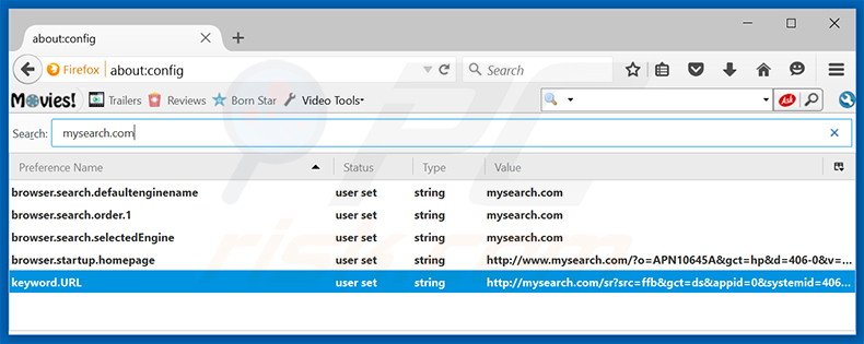 Suppression du moteur de recherche par défaut de mysearch.com dans Mozilla Firefox 