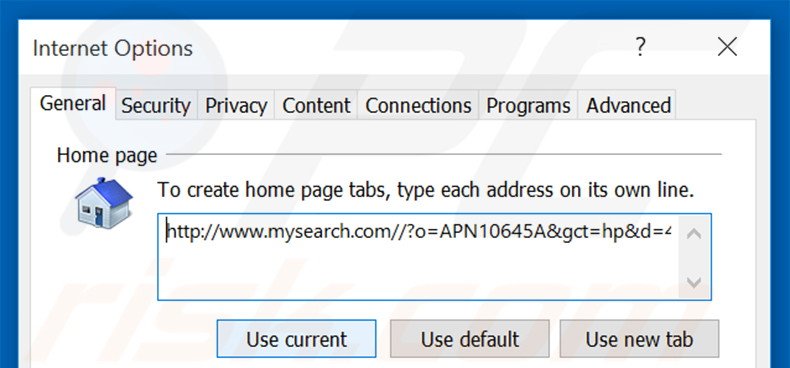 Suppression de la page d'accueil de mysearch.com dans Internet Explorer 