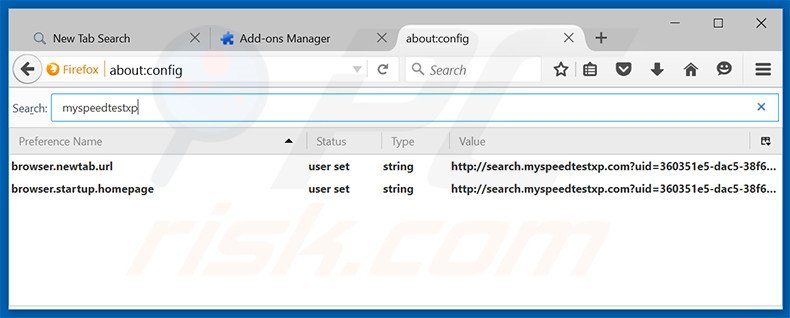 Suppression du moteur de recherche par défaut de search.myspeedtestxp.com dans Mozilla Firefox 