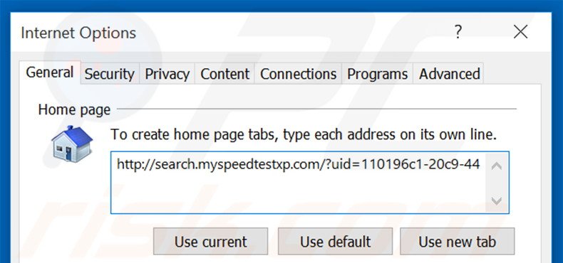 Suppression de la page d'accueil de search.myspeedtestxp.com dans Internet Explorer 
