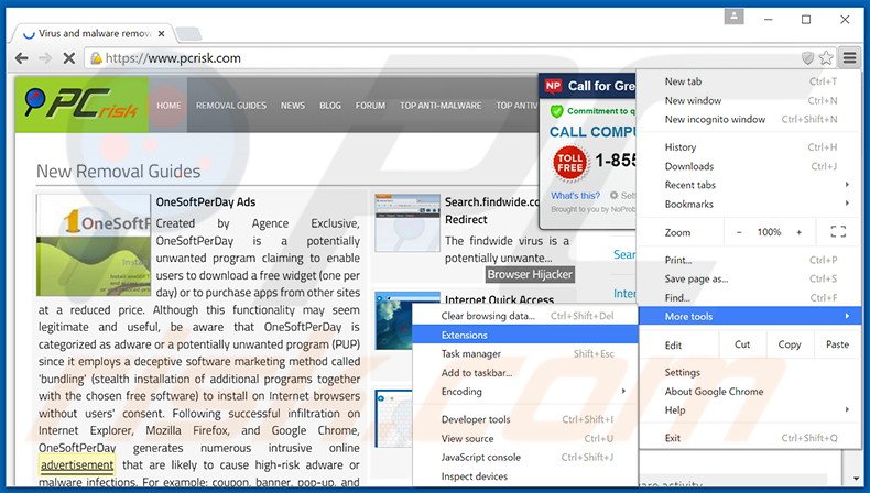 Suppression des publicités Olcinium Browser dans Google Chrome étape 1