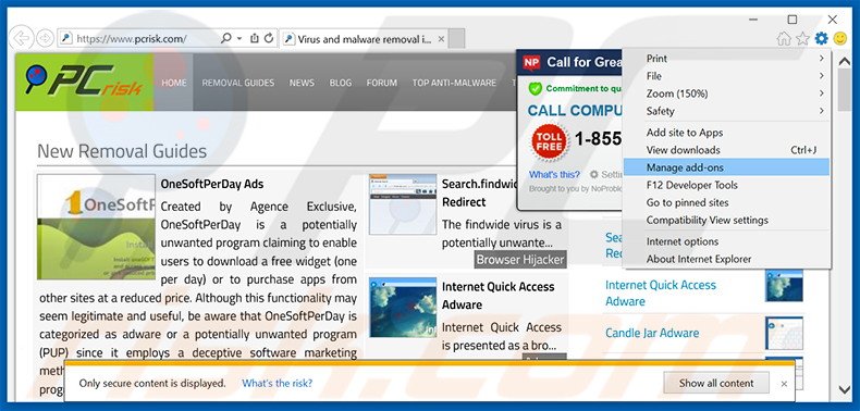 Suppression des publicités Olcinium Browser dans Internet Explorer étape 1