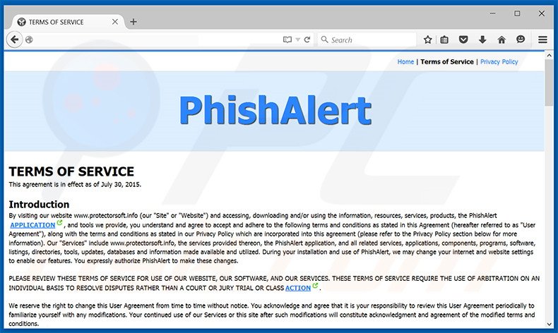 Logiciel de publicité Phishalert 