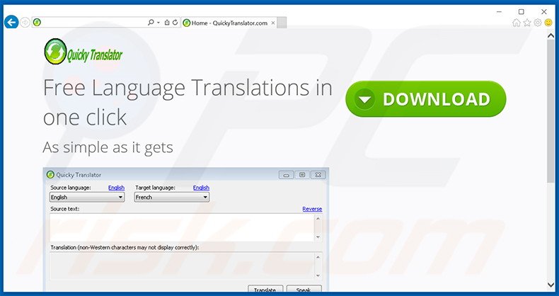 Logiciel de publicité QuickyTranslator 