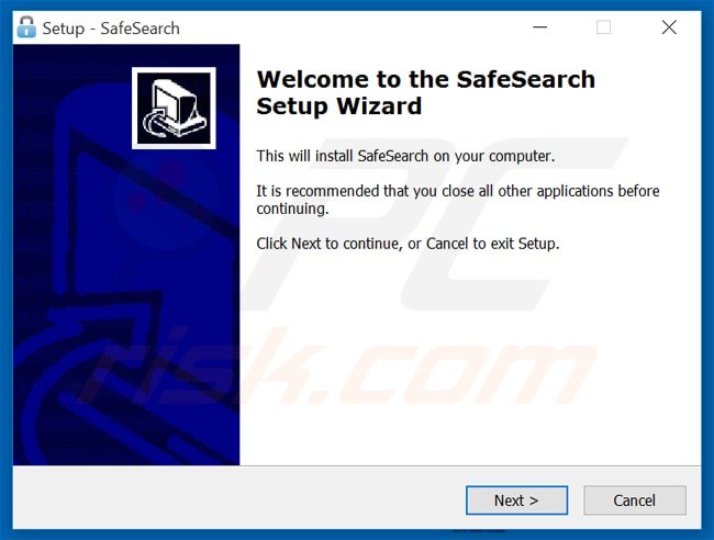 configuration du programme d'installation du pirate de navigateur safesearch.net