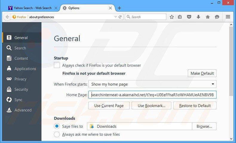 Suppression de la page d'accueil de searchinterneat-a.akamaihd.net dans Mozilla Firefox 