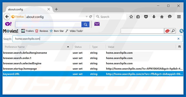 Suppression du moteur de recherche par défaut de home.searchpile.com dans Mozilla Firefox 
