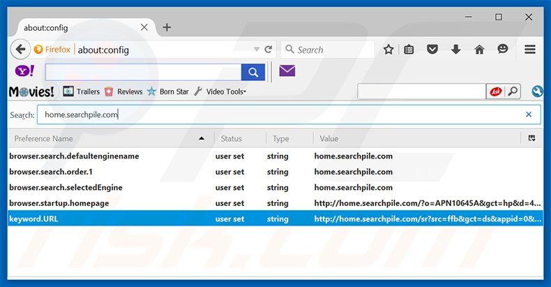 Suppression du moteur de recherche par défaut de home.searchpile.com dans Mozilla Firefox 