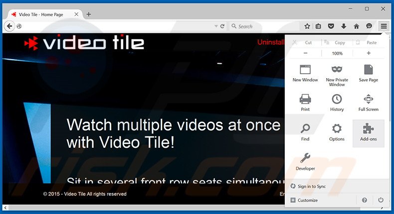 Suppression des publicités Video Tile dans Mozilla Firefox étape 1