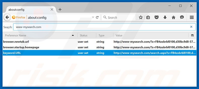 Suppression du moteur de recherche par défaut de www-mysearch.com dans Mozilla Firefox 