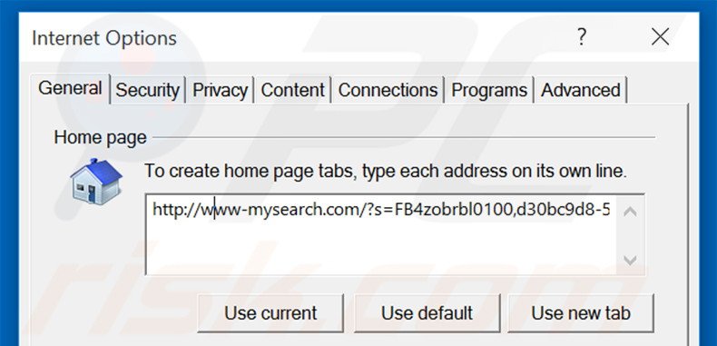 Suppression de la page d'accueil de www-mysearch.com dans Internet Explorer 