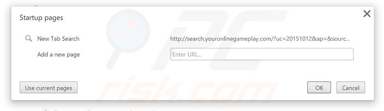 Suppression de la page d'accueil de search.youronlinegameplay.com dans Google Chrome