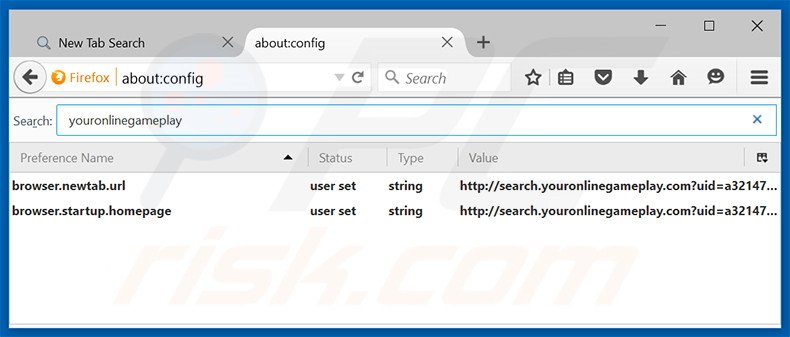Suppression du moteur de recherche par défaut de search.youronlinegameplay.com dans Mozilla Firefox 