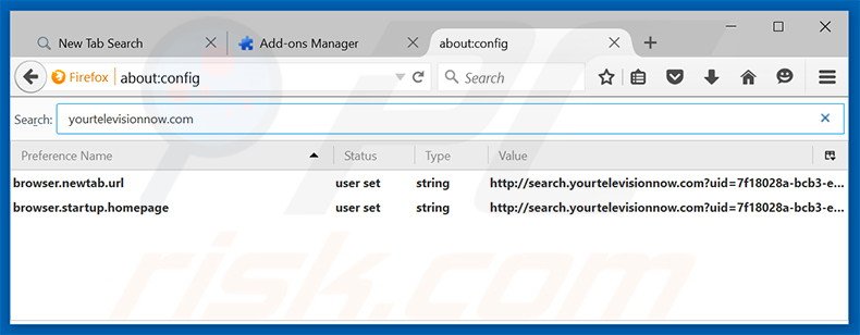 Suppression du moteur de recherche par défaut de search.yourtelevisionnow.com dana Mozilla Firefox 