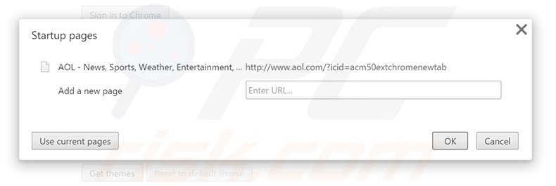 Suppression de la page d'accueil de search.aol.com dans Google Chrome 