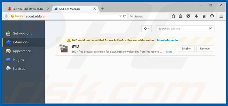 Suppression des publicités Best YouTube Downloader dans Mozilla Firefox étape 2