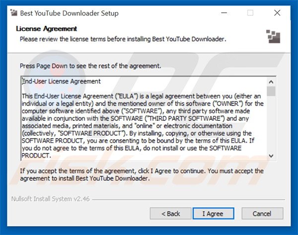 Configuration officielle de l'installation du logiciel de publicité Best YouTube Downloader 