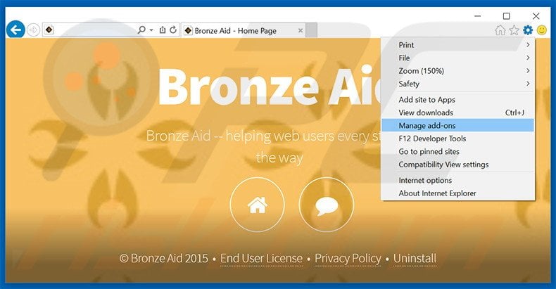 Suppression des publicités Bronze Aid dans Internet Explorer étape 1