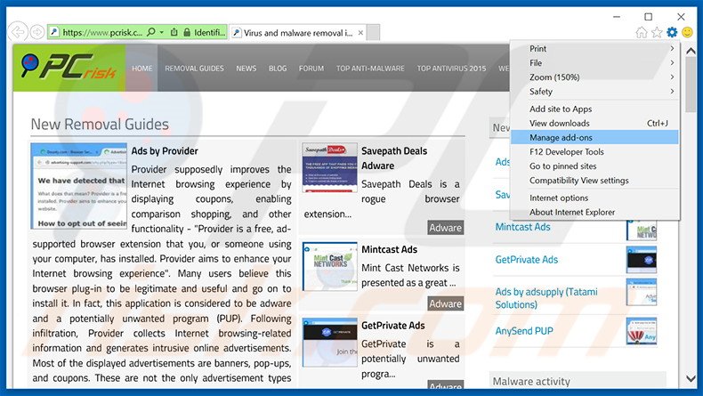 Suppression des publicités Chromium dans Internet Explorer étape 1