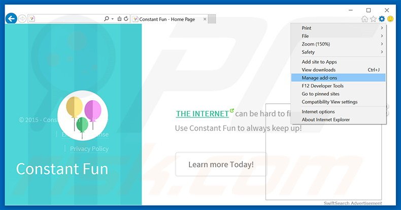 Suppression des publicités Constant Fun dans Internet Explorer étape 1