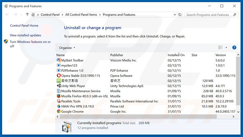 Désinstallation du logiciel de publicité JellySplit via le Panneau de Configuration