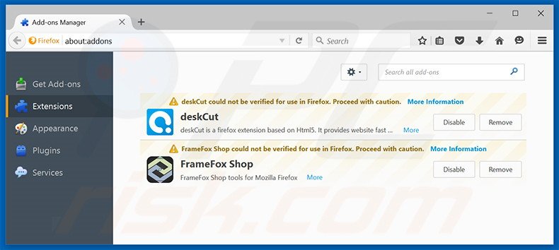 Suppression des extensions reliées à istartpage123.com dans Mozilla Firefox 