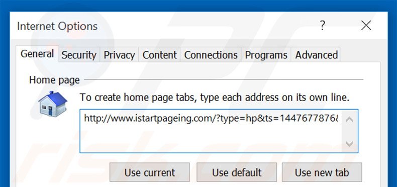 Suppression de la page d'accueil d'istartpageing.com dans Internet Explorer 