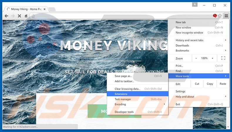 Suppression des publicités Money Viking  dans Google Chrome étape 1