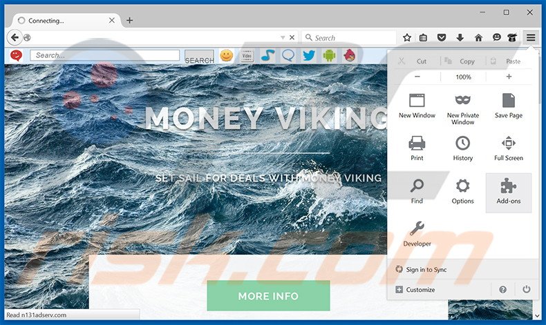 Suppression des publicités Money Viking dans Mozilla Firefox étape 1