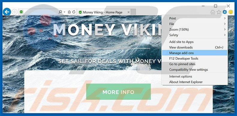 Suppression des publicités Money Viking dans Internet Explorer étape 1