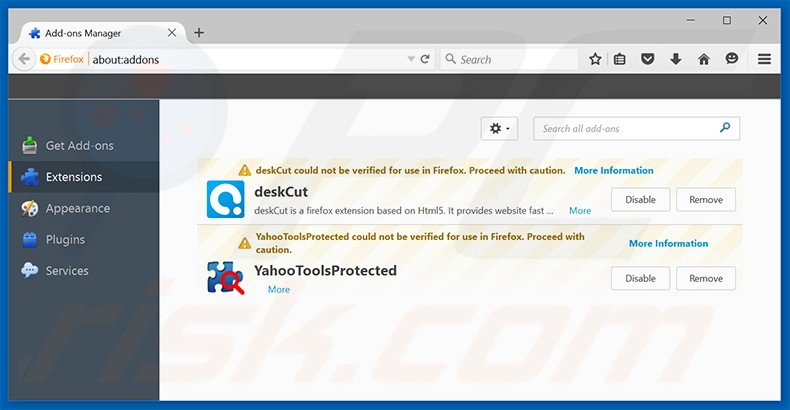 Suppression des extensions reliées à mysites123.com dans Mozilla Firefox 