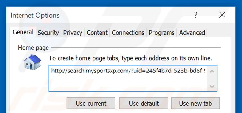 Suppression de la page d'accueil de search.mysportsxp.com dans Internet Explorer 