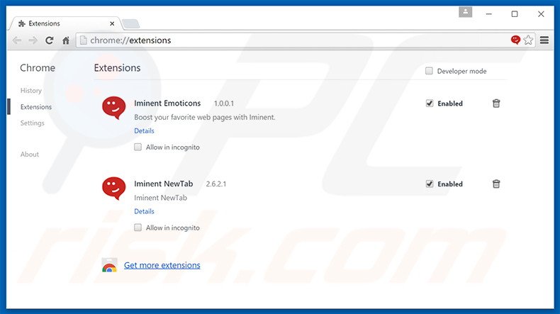 Suppression des extensions reliées à piesearch.com dans Google Chrome