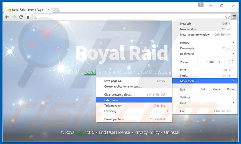 Suppression des publicités Royal Raid dans Google Chrome étape 1