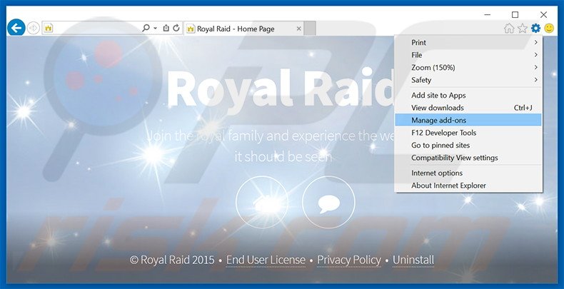 Suppression des publicités Royal Raid dans Internet Explorer étape 1