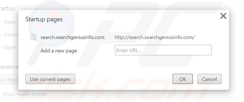 Suppression de la page d'accueil de search.searchgeniusinfo.com dans Google Chrome 