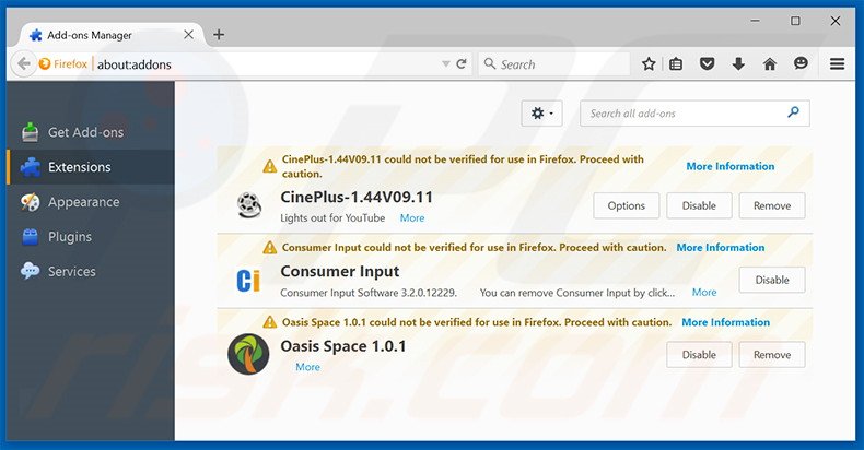 Suppression des extensions reliées à search.searchgeniusinfo.com dans Mozilla Firefox 