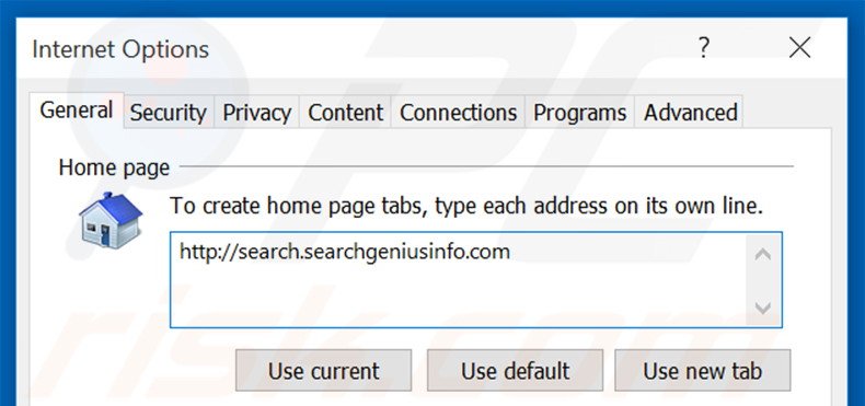 Suppression de la page d'accueil de search.searchgeniusinfo.com dans Internet Explorer 
