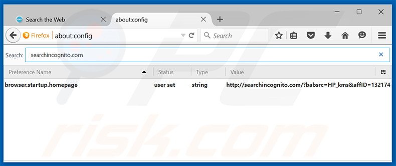 Suppression du moteur de recherche par défaut de searchincognito.com dans Mozilla Firefox 