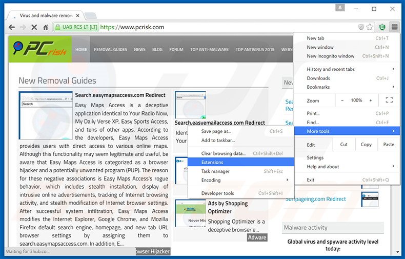 Suppression des publicités Serpens dans Google Chrome étape 1